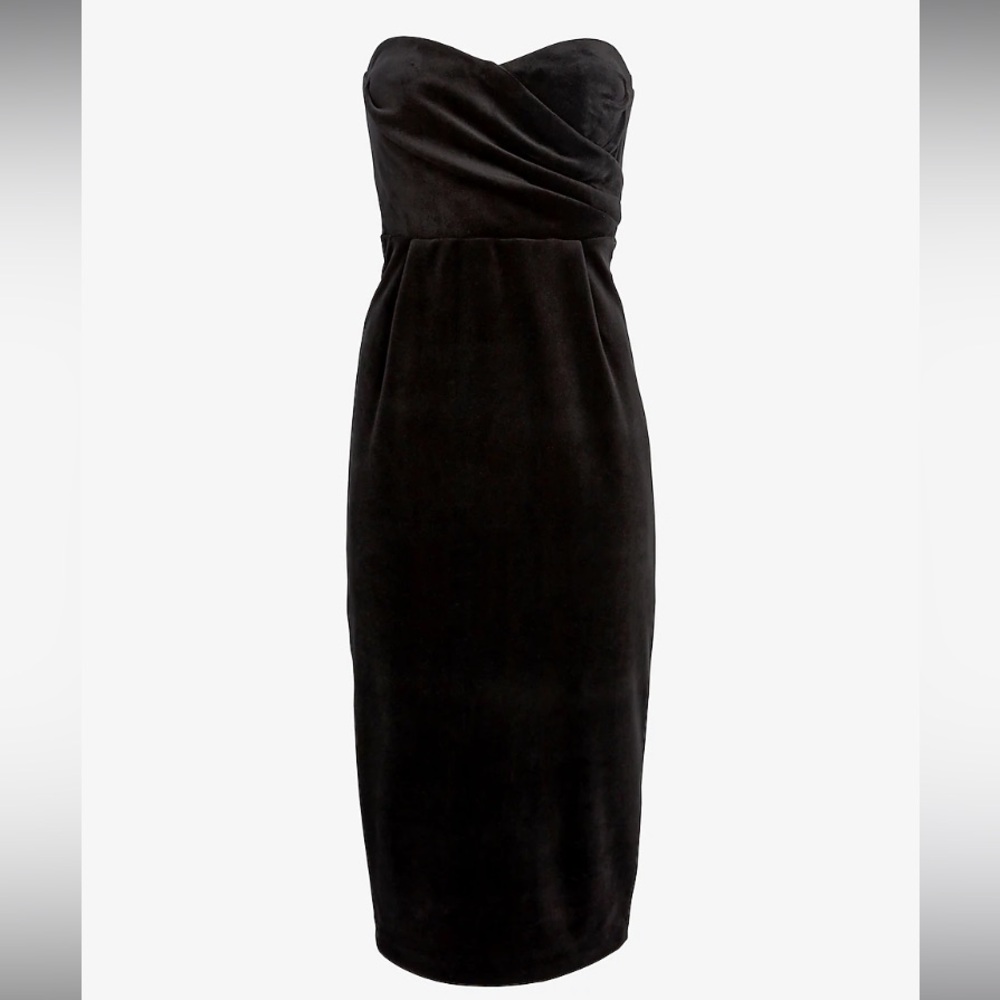 Velvet Sweetheart Neckline Strapless Midi Sheath Dress